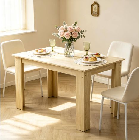 Mesa de comedor 120 x 69 x 75 cm de aglomerado acabado roble, 4-6 plazas DESVIAE (1/5)