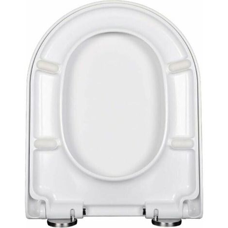 Asiento de inodoro en forma de V y U con cierre suave y fácil de limpiar Blanco con botón de liberación rápida (U) (1/5)