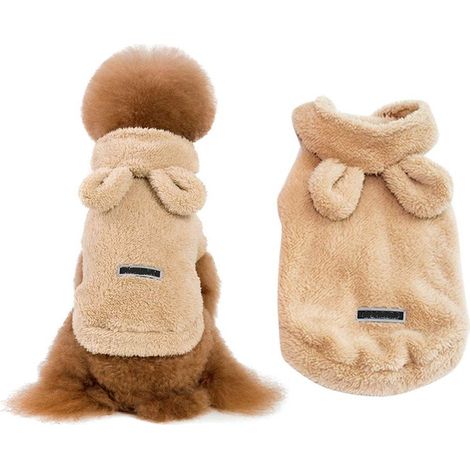 Nouveaux vêtements d'automne/hiver pour animaux de compagnie, vêtements pour animaux de compagnie à oreilles d'ours, couleur kaki, L