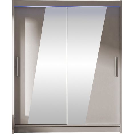 Armario Closico 155, Cachemira, 200x150x58cm, Puertas de armario: Correderas, Número de estantes: 5, LED (1/4)
