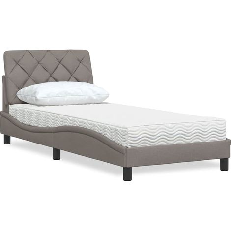 Bett mit Matratze Taupe 80x200 cm Stoff (1/5)