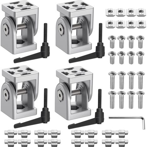 Lot de 4 Connecteurs Profilé Aluminium 4040, Argent (1/5)