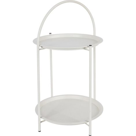 Mesa auxiliar de metal blanco ø40 x 66 cm
