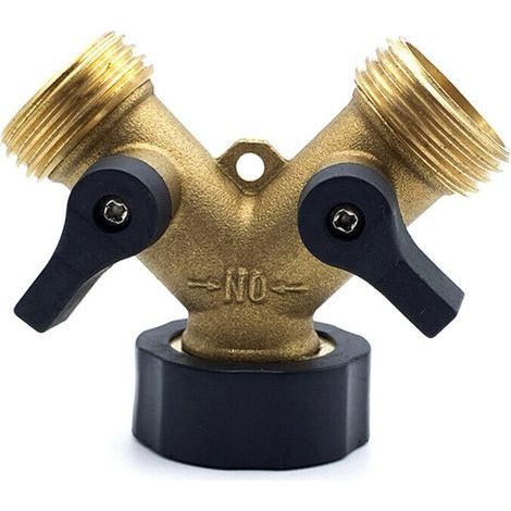 Séparateur de tuyau de robinet, raccord à trois voies, multifonctionnel, de haute qualité et durable, matériau laiton/caoutchouc/ABS, noir/or (1/5)