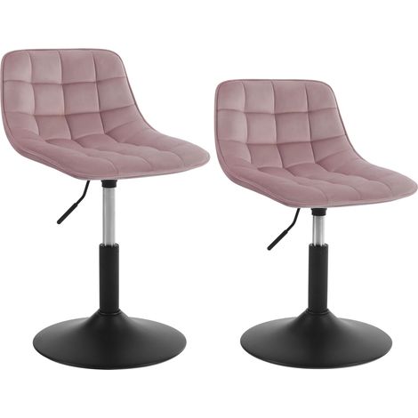 WOLTU 2x Breakfast bar stools Swivel Velvet Padded Seat Home chairs Cafe Seat Pink (1/5)