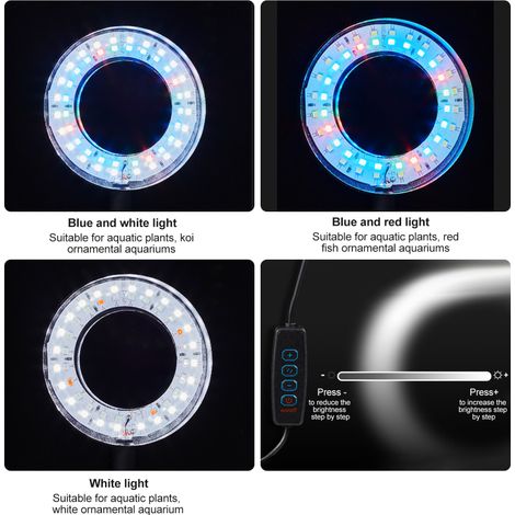 Lampe à pince pour aquarium, lampe pour plantes aquatiques, éclairage d'appoint, lampe à pince translucide, rotation à 360°