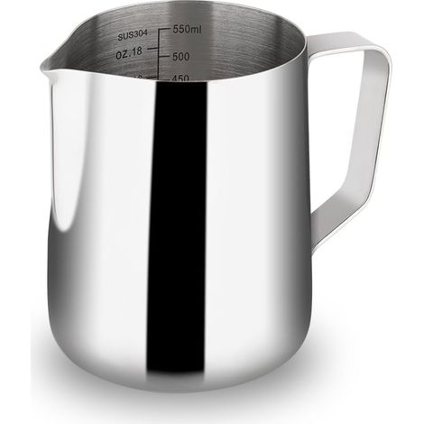 Pichet à mousse de lait en acier inoxydable pour cappuccino, latte art, accessoires pour machine à café, pot à lait, argent 600 ml (1/5)