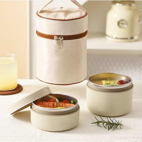 Ensemble de 2 boîtes à lunch isothermes Bento avec sac isotherme, idéal pour l'école, le bureau et le camping. (1/5)