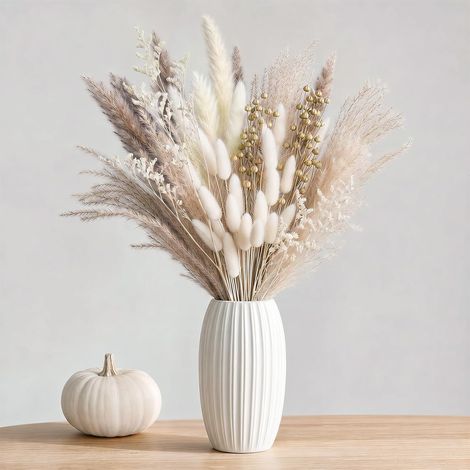 Pampa Séchées 80 Pièces Boho Fleurs Séchées Naturelles Queue de Lapin Chambre Salon Déco (1/5)