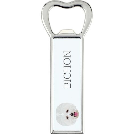 Bichon Frise, cane di Tenerife - apribottiglie con foto e scritta per birra Art-Dog (1/5)