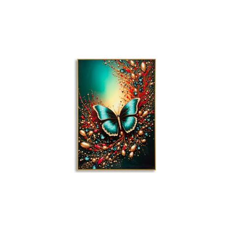 Impression sur toile papillon laquée avec cadre -b- cm 70 x 4 x 100 (1/5)