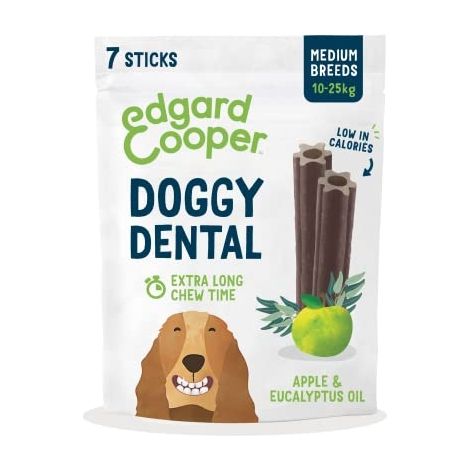EDGARD & COOPER DOGGY DENTAL - POMME & EUCALYPTUS - MOYEN - 7 BÂTONNETS ESDOGDENTALEUCALYPTUSAPPLEM