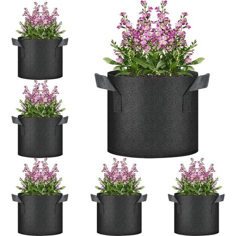 Lot de 6 Pièces 12 Litre / 3 Gallon Sac à Plantation avec Poignées, Sacs à Plantes en Non tissé Aération Tissu Pots Respirant Sac de Culture pour Plantation de Jardin Maison Balcon Jardin Légumes (1/5)