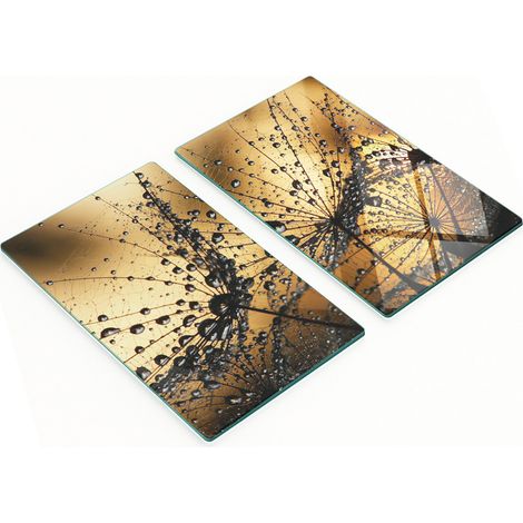Küchenschneidebretter aus Glas mit dekorativem Löwenzahnmotiv, 2 x 30 x 52 cm (1/5)