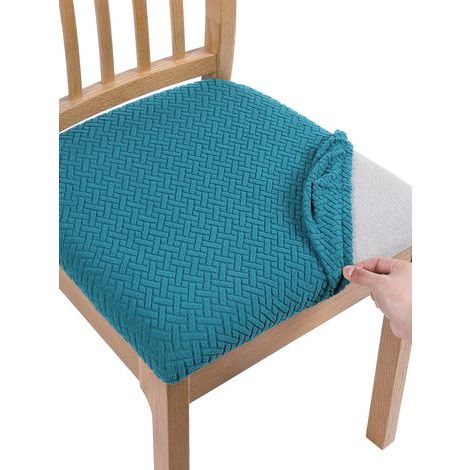 2 schlichte Stuhlkissenbezüge, weiche und bequeme Sitzschoner zur Stuhldekoration in Wohnzimmer, Esszimmer und Küche, rutschfest, dunkelgrün (1/5)