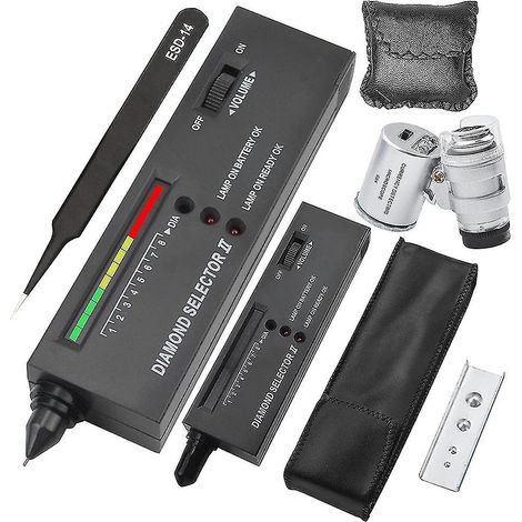 Stylo testeur de diamants, détecteur de diamants professionnel avec loupe LED mini 60x, stylo testeur de diamants pour débutants et experts (1/4)