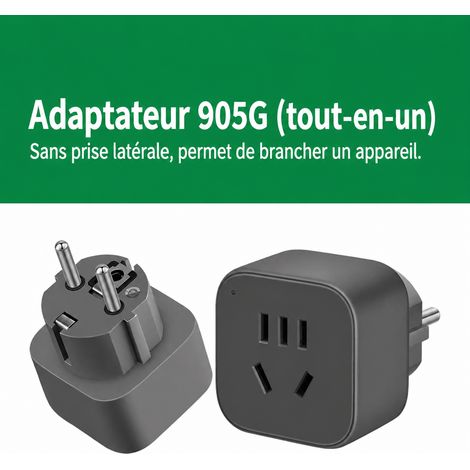 Adaptateur de voyage prise standard allemand et européen 2 broches noir noir 200 g – Livraison gratuite