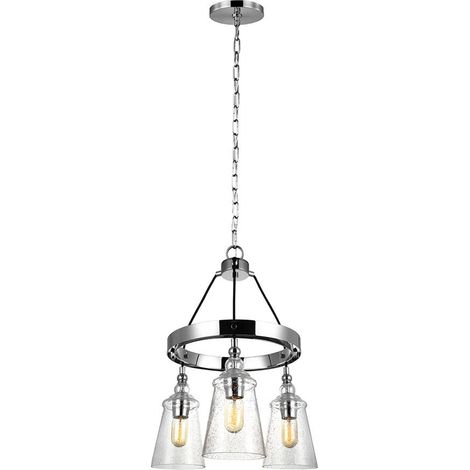 Lampadario Industrial Nordico Loras Acciaio Vetro 3 Luci E27 (1/5)