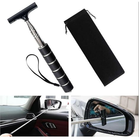 Raclettes de Vitre de Voiture, Essuie Glace de Rétroviseur Rétractable, Outil de Nettoyage télescopique pour Les vitres ,Miroir ,Rétroviseurs,Fenêtres et Douches (1/5)