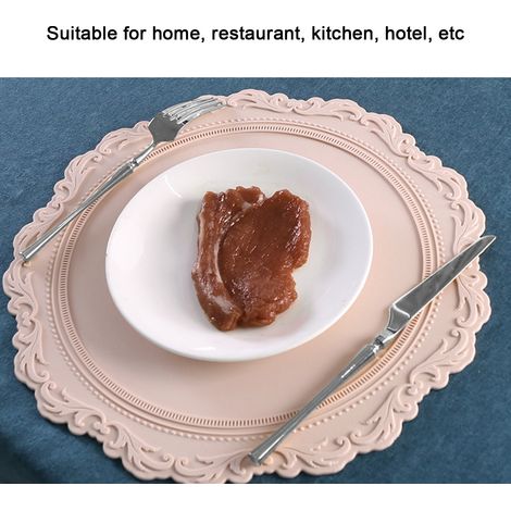 Napperon en Silicone de Style nordique, isolation en relief, tapis rond épais pour la cuisine de la maison, rose (1/5)