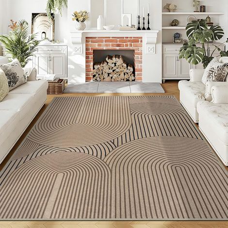 Tapis de 160 x 230 cm de diamètre, Aspect Jute, antidérapant, Lavable, Emballage Pliable, Tapis Rond pour Chambre à Coucher, Salon et Balcon (1/5)