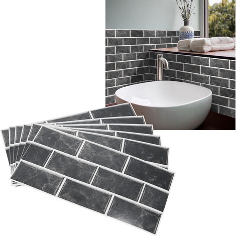 [Pegatinas de pared] [Juego de 6] [PVC autoadhesivo, impermeable y resistente a la grasa] Pegatinas decorativas con efecto azulejo para cocina, baño y oficina. (1/5)