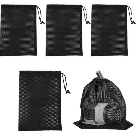 4 Pièces Sac de Pompe, Sac en Filet de Filtre de Pompe, Pompe Bassin, Sac de Barrière de Pompe pour Filtre Bassin, Sac Filtrant de Pompe à Eau en Maille pour Filtres de Bassine (Noir) (1/5)