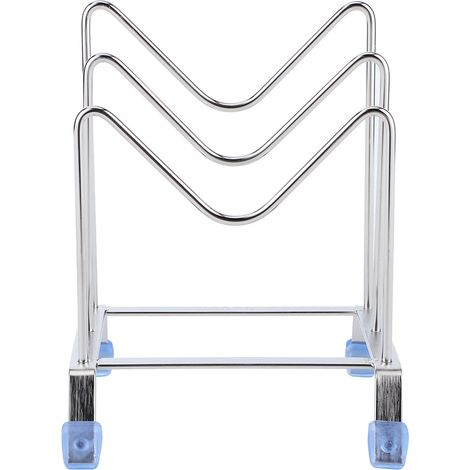 Rangement Cuisine Acier Inox 304 Pour Planches Couvercles Assiettes Support Stable Antidérapant 2 Grilles (1/5)