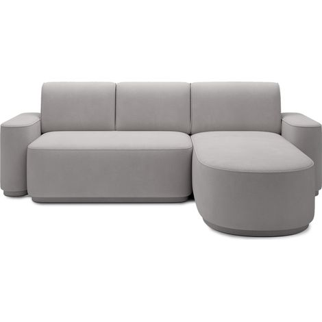 Canapé d’angle convertible tissu ARTUMO – Confort et élégance angle droit-Gris clair-angle droit (1/5)
