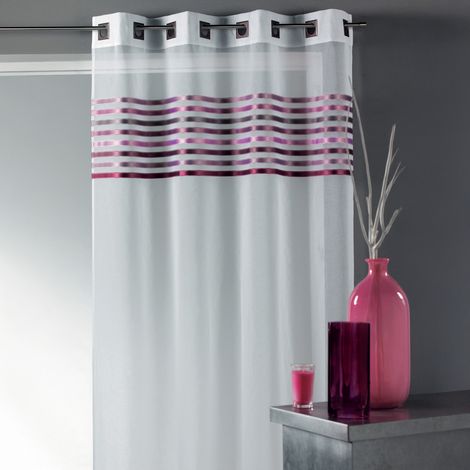 Voilage à parement tissé et œillets carrés Vieux rose 140x260 cm