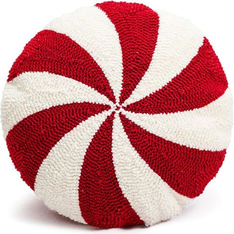 Coussins de Noël, coussins décoratifs à motifs de bonbons, coussins ronds blancs, coussins d'hiver doux décorés pour Noël, jolis coussins en peluche, coussins pour canapé-lit, 38 x 38 cm