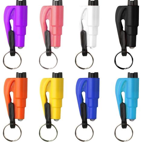 Lot de 8 outils de secours 2-en-1 pour voiture : brise-vitre et coupe-ceinture (1/5)