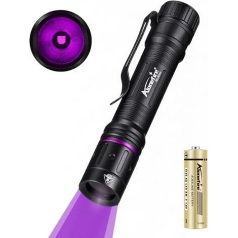 P65 3W Mini Lampe Torche UV LED 365nm Lumière Noire Lampe de Wood Très Petit pour Peinture, Minéral, Fluoresceine, Détecteur D'urine, Détection d'argent avec Batterie AAA (1/5)