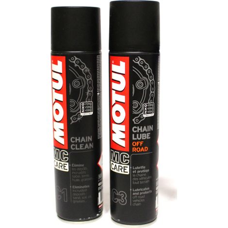 Limpiador de cadenas MOTUL C1 Clean + Lubricante de cadenas C3 OFFROAD