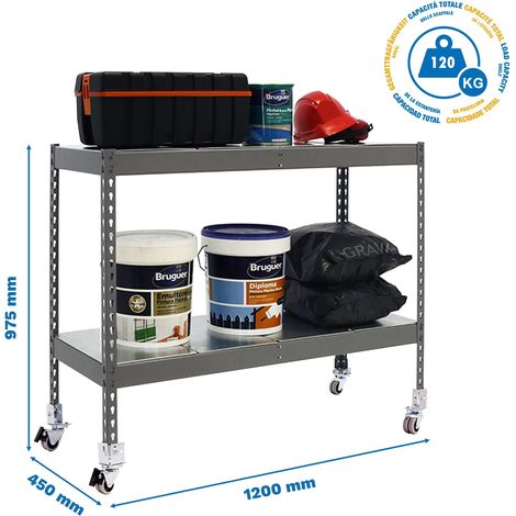 Simonrack Simonforte Metallregal mit Rollen in Grau