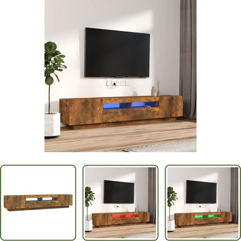 TV-Schrank -  2-tlg. TV-Schrank-Set LED-Leuchten Räuchereiche Holzwerkstoff (1/5)