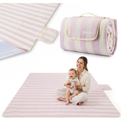 Manta de picnic impermeable morada - Hypermotion - XXL 200 x 200 cm - Polar - Triple capa - Plegable (1/5)