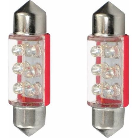 2x ampoule navette LED rouge 12V 5W longueur 36mm led 6x3mm voiture remorque moto camion