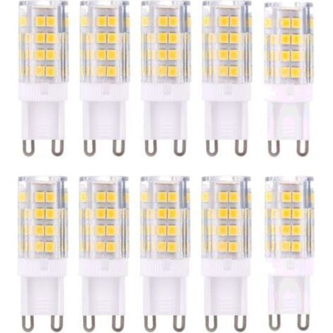Ampoules LED G9, blanc chaud 3000 K, 5 W. Équivalent à une ampoule halogène de 40 W et 420 lumens, non dimmable, lot de 10. (1/4)