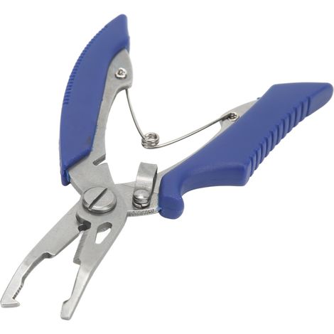 Angelzange aus Edelstahl, gebogenes Maul, Schnurschneider, multifunktional, blau, für Outdoor-Angeln (1/5)
