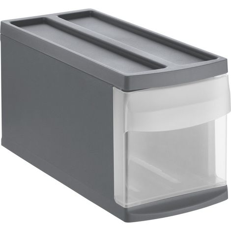 Rotho Schubladenbox Mono Systemix Slim 1 Schub anthrazit Boxen, Körbchen & Kisten