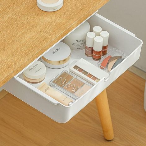 blanche Tiroir sous bureau, boîte de rangement organiseur autocollant pour bureau, boîte de tiroir cachée (1/3)