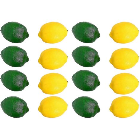 16 Stück künstliche künstliche Zitronen und Limetten für Vasenfüller, Zuhause, Küche, Party-Dekoration, Gelb (1/4)