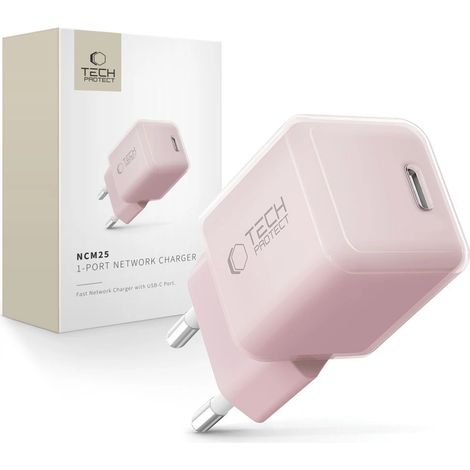 Caricabatterie da parete Tech-Protect NCM25 USB-C PD da 25 W - Rosa (1/5)