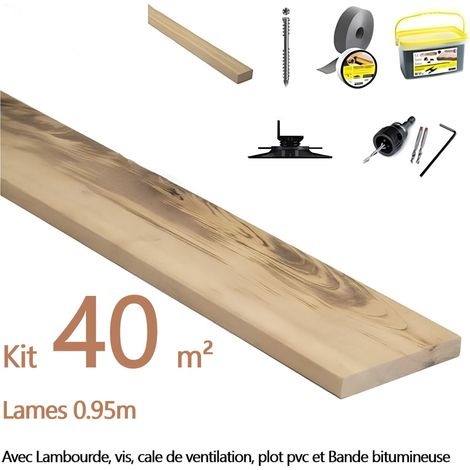 Kit terrasse 40m² en bois exotique MUIRACATIARA TIGERWOOD Longueur lames : 950mm (1/5)
