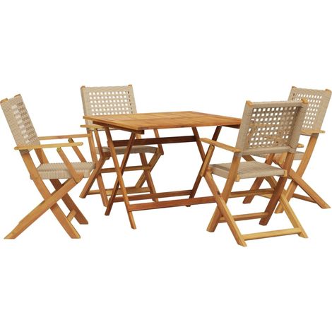 Maison Exclusive - 5-tlg. Garten-Essgruppe Beige Poly Rattan und