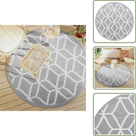 The Living Store Outdoor-Teppich ARAKIL Grau Ø160 cm PP - Außen Teppich (1/5)