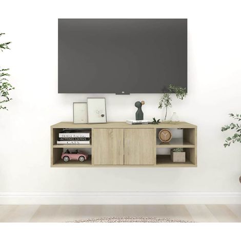 vidaXL Estantería pared madera contrachapada roble Sonoma 102x30x29 cm (1/4)