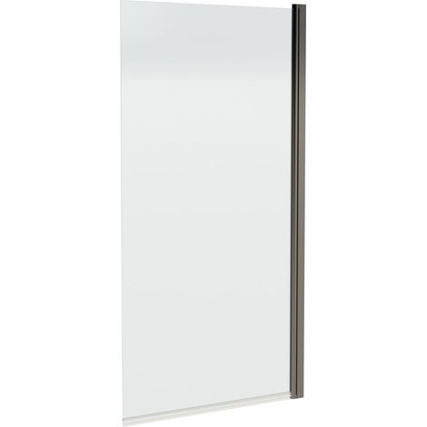 Nuie Brushed Pewter Square Top Hinged Bath Screen 1430mm H x 790mm W - 6mm Glass (1/3)