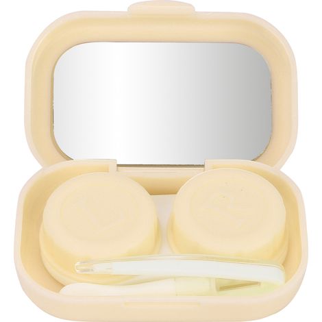 Étui de voyage mini pour lentilles de contact jaune, lot avec pince et bâton de retrait, boîtier portable. (1/5)